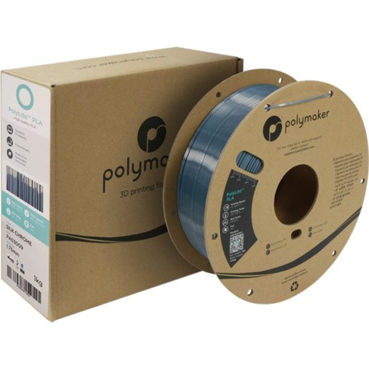 Filamento PLA Polymaker PolyLite PA03009 Gris Plateado 1,75 mm Acabado Sedoso Fácil Procesado