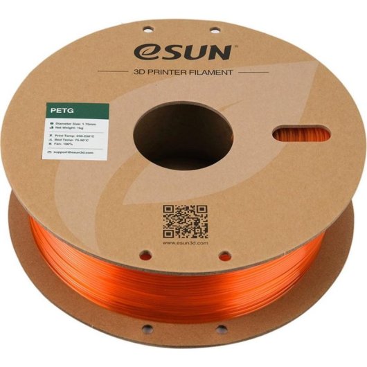 Filamento PETG eSUN PETG175T-O1P1 Arancione 1,75 mm Trasparente Alta Resistenza