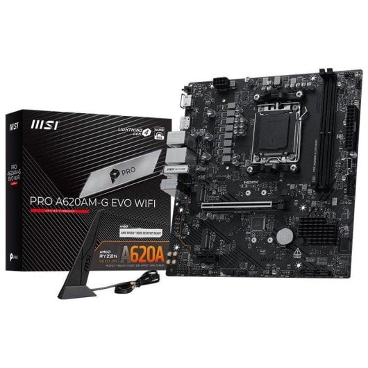 Placa Base MSI PRO A620AM-G EVO WIFI AMD A620 Socket AM5 DDR5 Micro-ATX WiFi 6E 2.5G M.2 Audio Boost