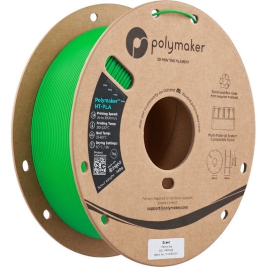 Filamento PLA-HT Polymaker PA17006 Verde 1,75 mm Alta Estabilidad Térmica