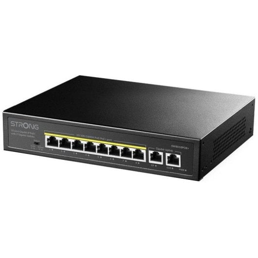 Switch Strong SW8010POE+ 8 Porte Gigabit PoE 2 Uplink VLAN Desktop