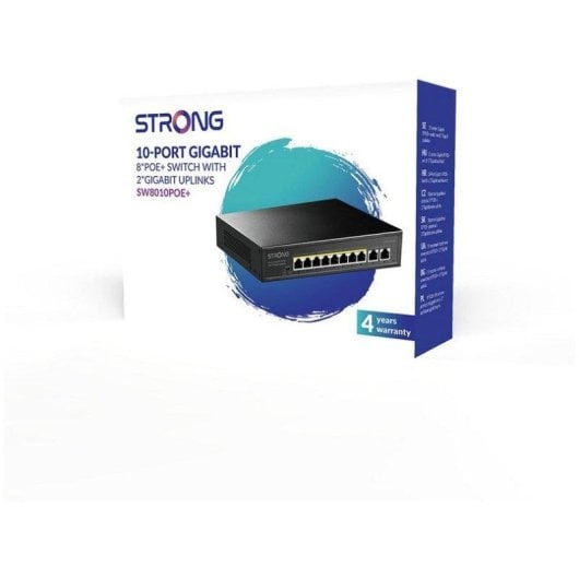 Switch Strong SW8010POE+ 8 Porte Gigabit PoE 2 Uplink VLAN Desktop