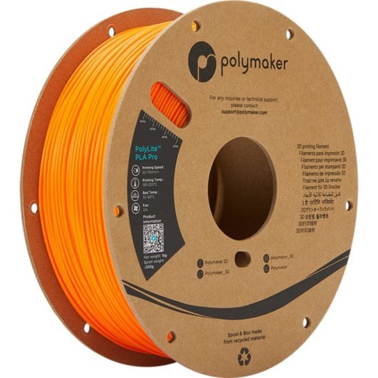 Filament PLA Polymaker PolyLite PLA PRO Orange 1,75 mm Haute Rigidité Résilience