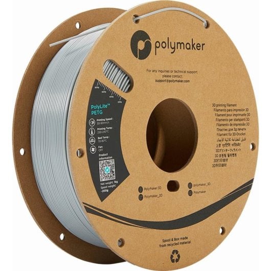 Filamento PETG Polymaker PolyLite PB01003 Cinzento 1,75 mm Versatilidade UV