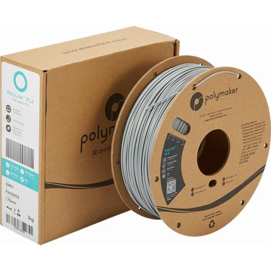 Filamento PLA Polymaker PolyLite PA02003 Cinzento Prateado 1,75 mm Fácil Impressão