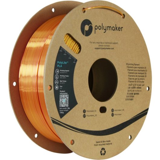 Filamento PLA Polymaker PolyLite Dual Silk Multicolor 1,75 mm Acabado Sedoso Fácil Impresión