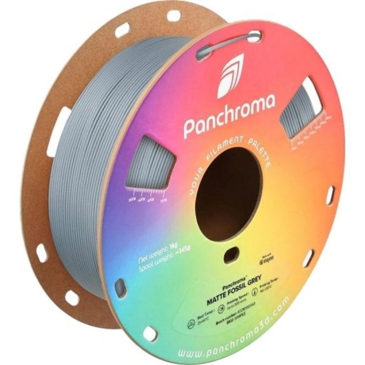 Filamento PLA Polymaker Panchroma Matte Gris Plateado 1,75 mm Superficie Mate Alta Adherencia
