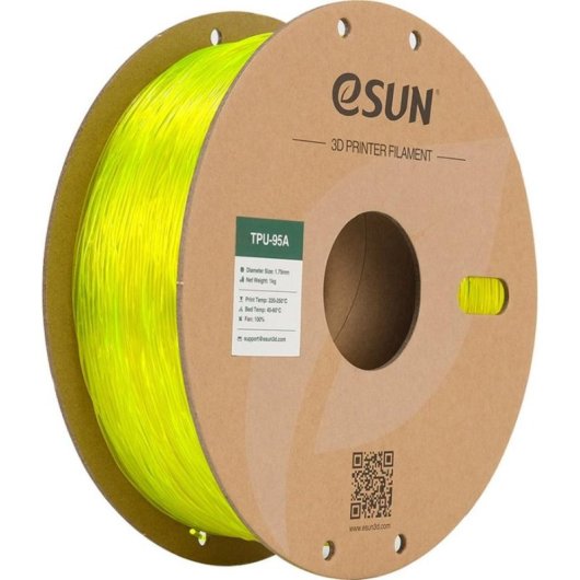 Filamento TPU eSUN TPU-95A175T-Y1P1 Amarillo Translúcido 1,75 mm Flexible Alta Resistencia