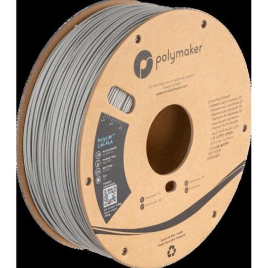 Filamento PLA Polymaker PolyLite LW-PLA Grigio 1,75 mm Pre-espanso Superficie Opaca