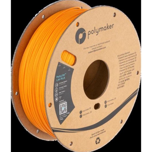 Filament LW-PLA Polymaker PolyLite Orange 1,75 mm Léger Surface Mate