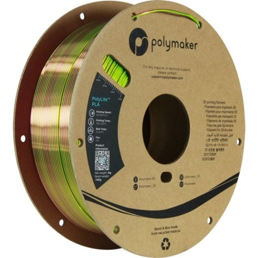 Filamento PLA Polymaker PolyLite Dual Silk Multicolor 1,75 mm Sedoso Fácil Procesado