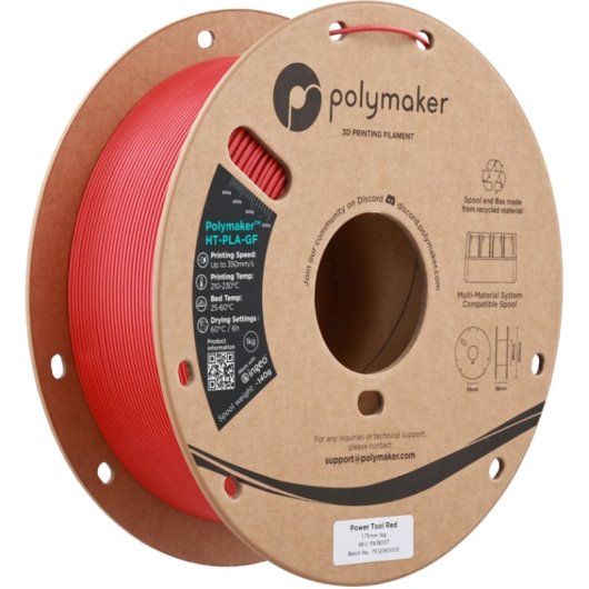 Filamento HT-PLA-GF Polymaker PA18007 Rosso 1,75 mm Alta Resistenza Termica