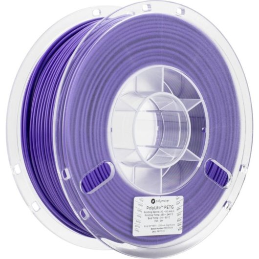 Filamento PETG Polymaker PolyLite Violeta Transparente 1,75 mm Fácil Impresión