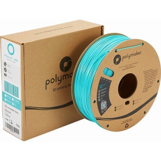 Filamento ABS Polymaker PolyLite Turquesa 1,75 mm Baixo Odor Alta Qualidade