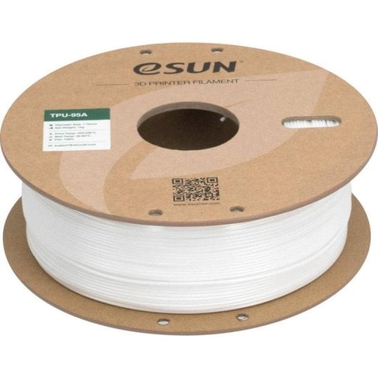Filamento TPU eSUN TPU-95A175W1P1 Blanco 1,75 mm Flexible Alta Tenacidad