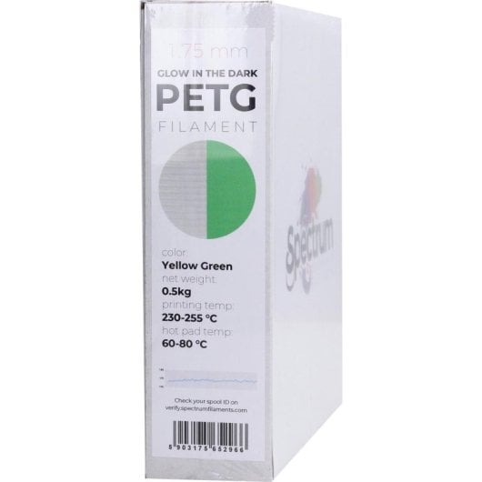 Filament PET-G Spectrum 80536 Glow-in-the-Dark 1,75 mm Photoluminescent Résistant