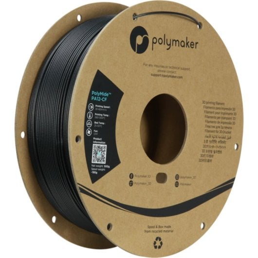 Filament PA12-CF Polymaker PG04001 Noir 1,75 mm Renforce Fibre Carbone