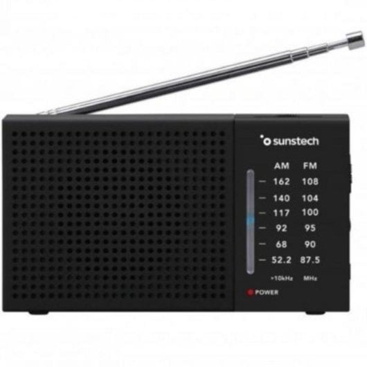 Radio portátil Sunstech RPS412 Negra analógica AM/FM con altavoz 2" y salida auriculares