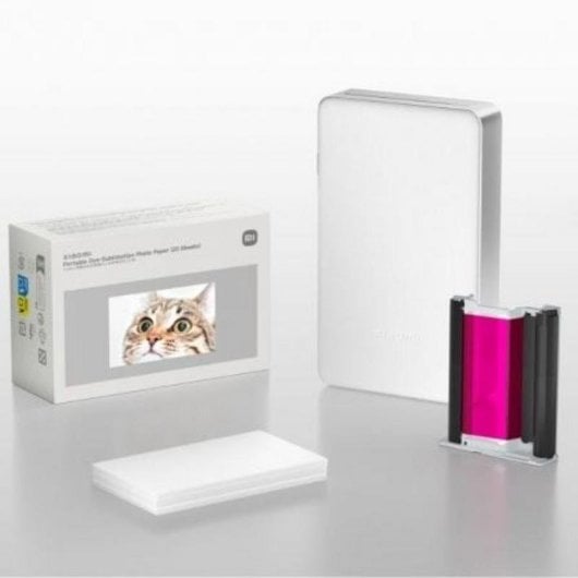 Papel fotográfico Xiaomi Sublimación Portátil 50 x 76 mm 20 Hojas Laminación Automática