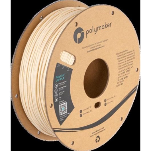Filamento PLA Polymaker PolyLite LW-PLA Blanco 1,75 mm Ligero Mate