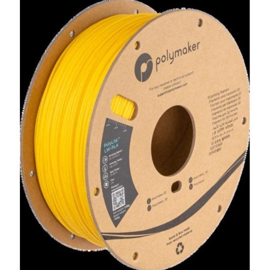 Filamento PLA Polymaker PolyLite LW-PLA Amarelo 1,75 mm Mate Ultraligeiro