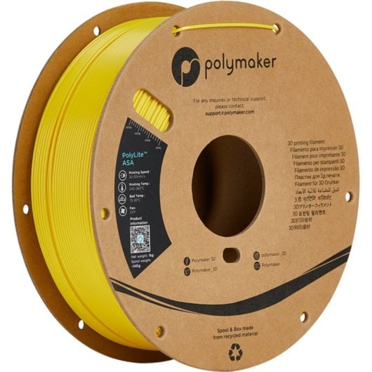 Filamento ASA Polymaker PF01031 Amarelo 1,75 mm Resistência UV Alta Temperatura