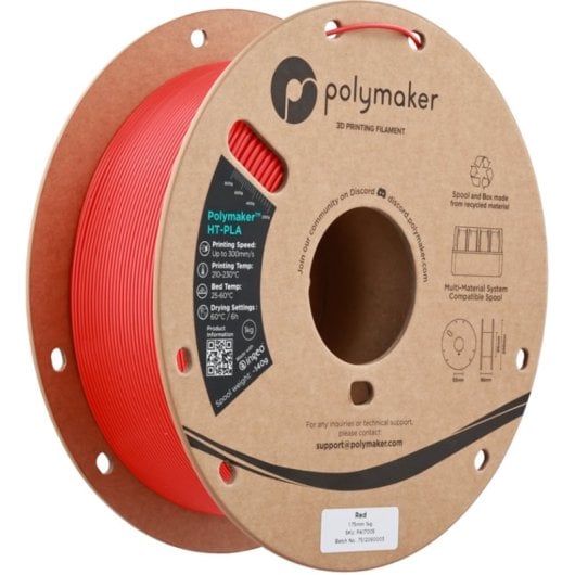 Filament PLA-HT Polymaker PA17005 Rouge 1,75 mm Haute Stabilité Thermique