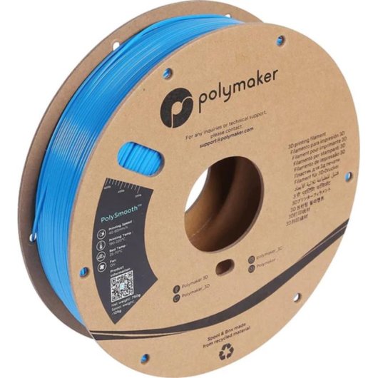 Filamento PVB Polymaker PolySmooth Azul 1,75 mm Brillo Ultra Fácil Alisado