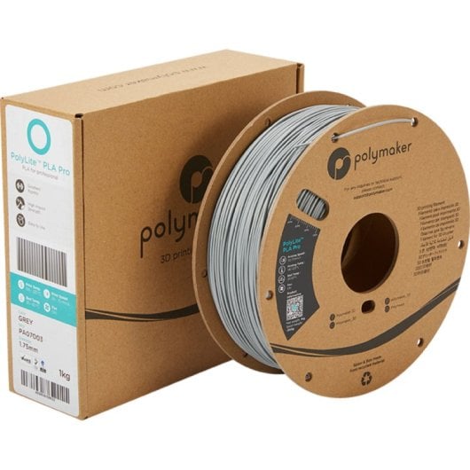 Filament PLA Polymaker PolyLite PLA PRO Gris 1,75 mm Résistant Rigide Haute Performance