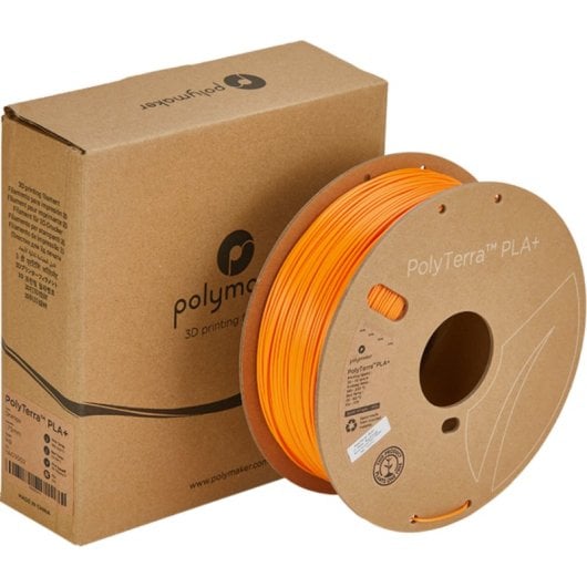 Filamento PLA Polymaker PolyTerra PLA+ Naranja 1,75 mm Aderência Elevada Ecológico
