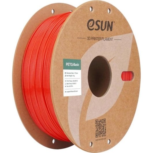 Filament PETG eSUN PETG-Basic175R1P1 Rouge 1,75 mm Haute Résistance Brillante