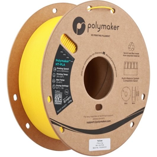 Filament PLA-HT Polymaker PA17008 Jaune 1,75 mm Stabilité Thermique Facile Impression