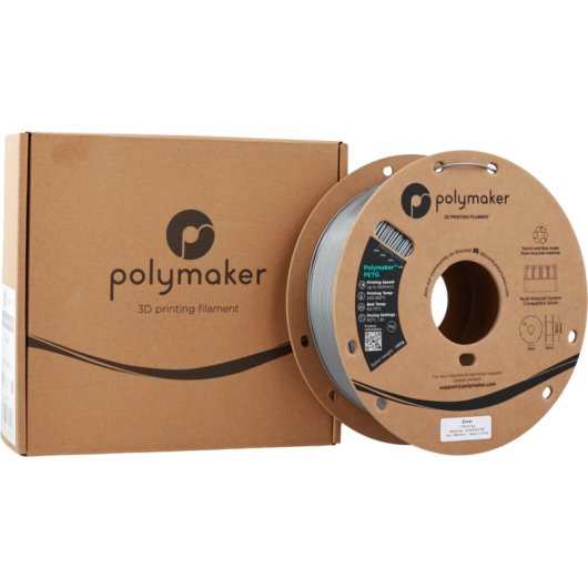 Filamento PETG Polymaker PB05010 Grigio/Argento 1,75 mm Alta Velocità Resistente UV