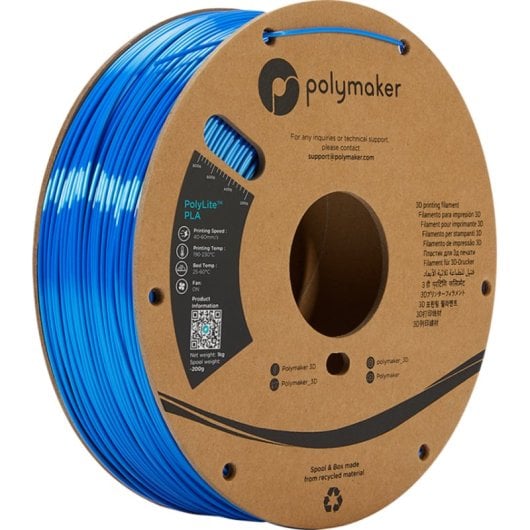 Filamento PLA Polymaker PolyLite PA03005 Azul 1,75 mm Sedoso Fácil Procesado