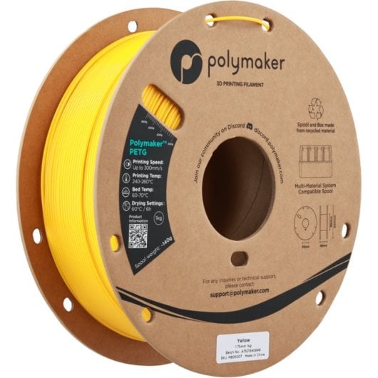 Filamento PETG Polymaker PB05007 Amarelo 1,75 mm Alta Velocidade UV