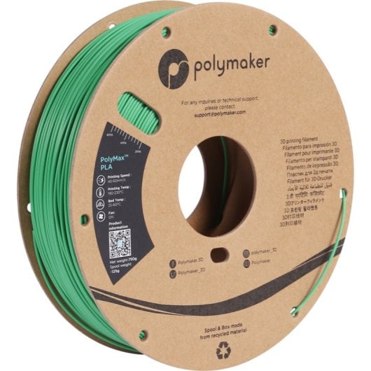 Filamento PLA Polymaker PolyMax PA06006 Verde 1,75 mm Jam-Free Alta Resistência