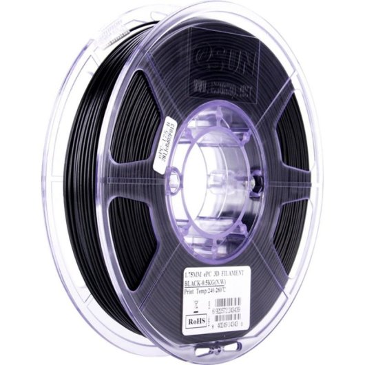 Filamento PC eSUN PC175B05TW1 Negro 1,75 mm Alta Resistencia Térmica
