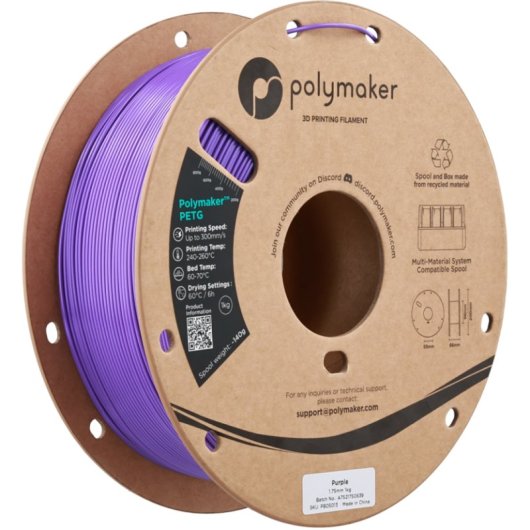 Filamento PETG Polymaker PB05013 Violeta 1,75 mm Alta Velocidad Exterior