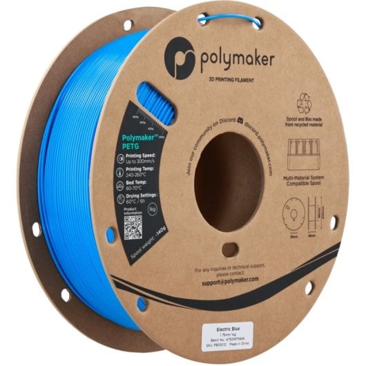 Filamento PETG Polymaker PB05012 Azul 1,75 mm Alta Velocidade Resistência UV