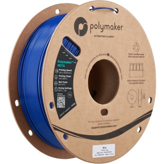 Filamento PETG Polymaker PB05006 Azul 1,75 mm Alta Velocidad y Resistente UV