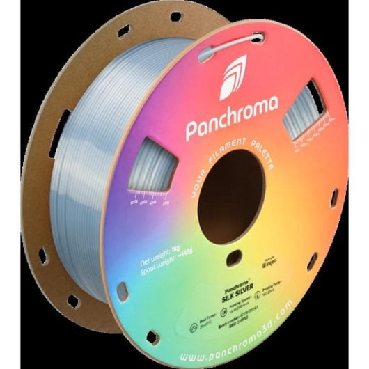 Filamento PLA Polymaker Panchroma Silk Gris Plateado 1,75 mm Acabado Sedoso Fácil Impresión