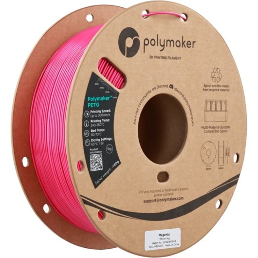 Filamento PETG Polymaker PB05017 Rosa 1,75 mm Alta Velocidad Resistente UV