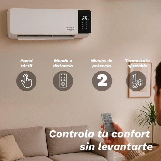 Calefactor de Pared Grunkel CF-2000Wall 2000W Cerámico Silencioso Mando