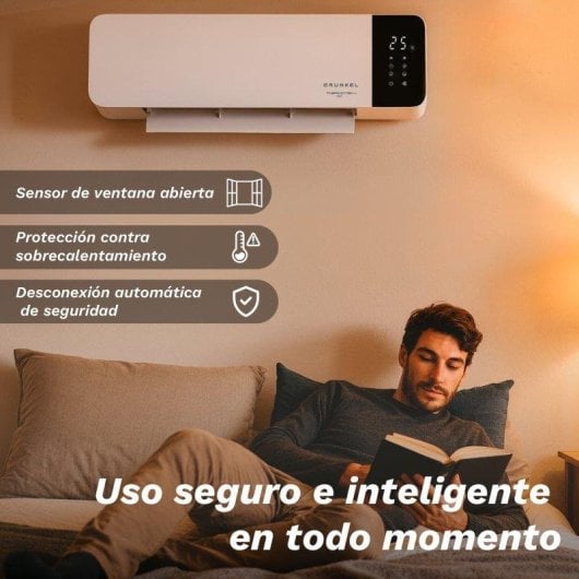 Calefactor de Pared Grunkel CF-2000Wall 2000W Cerámico Silencioso Mando