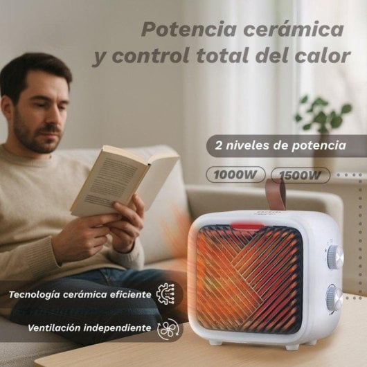 Calefactor Cerámico Grunkel CF-1500CM 1500W Termostato Portátil Seguro