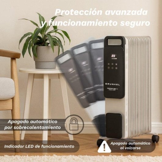 Radiador Eléctrico Grunkel RD-2000PRO 2000W Wifi Programable Panel Táctil Digital