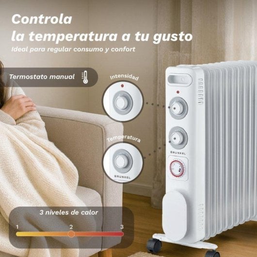 Radiador de Aceite Grunkel RD-2000S 2000W 9 Elementos con Programador 24H