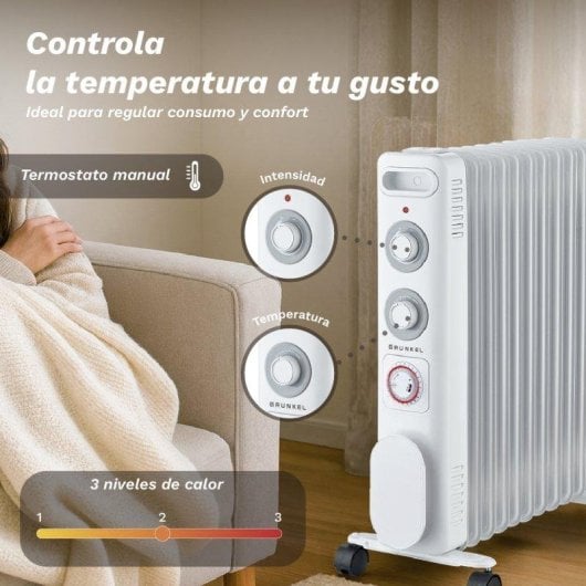 Radiador Eléctrico Grunkel RD-2500S 2500W 11 Elementos Programable Seguridad Total