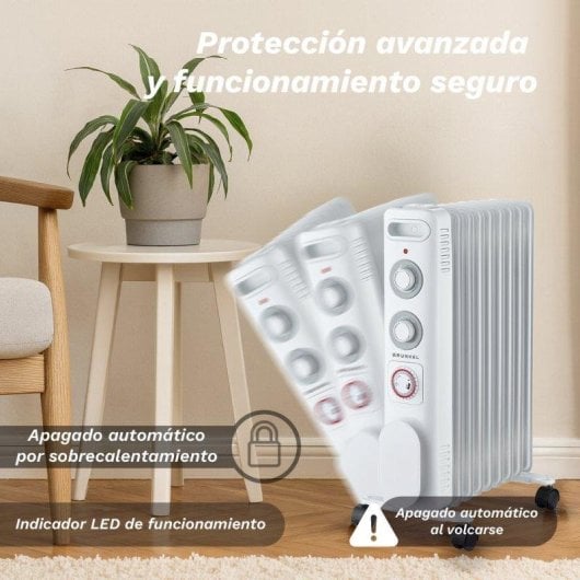 Radiador Eléctrico Grunkel RD-2500S 2500W 11 Elementos Programable Seguridad Total