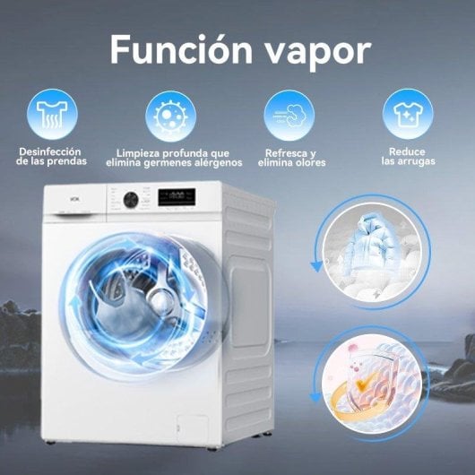 Lavadora VOK EVW-6BAWL2410 Carga Frontal 6 kg 1000 rpm A Blanca Motor Inverter Vapor